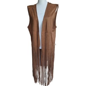 Fornia faux suede fringe vest